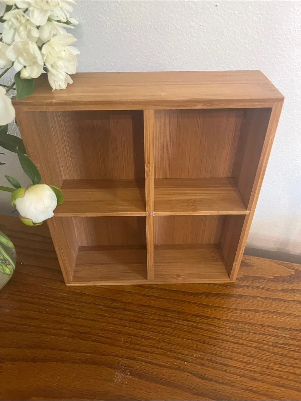 Bamboo tray/ cubbie shelf compact bamboo